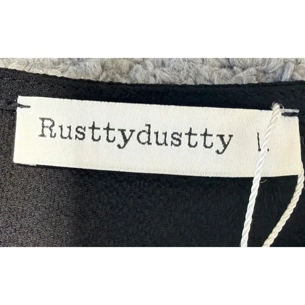 RUSTYDUSTY BOHEMIAN BLACK TUNIC SMOCK DRESS V NECK NWT Size L - Picture 7 of 10